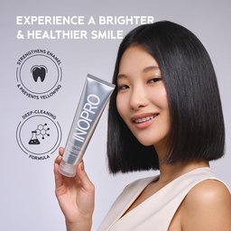 اينوبرو معجون أسنان بالنعناعيبيض، يقوي المينا، ويحافظ على انتعاش النفس INOPRO Whitening Probiotic Sulfate Free Peppermint Toothpaste 142g