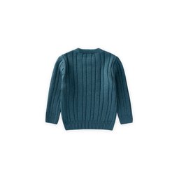 سترة صوفية مضفرة للأطفال 1-8 سنوات - بترولي Kids' Braided Knit Sweater 1-8 Years - Petrol
