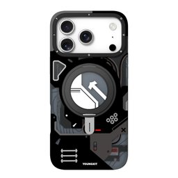 كفر آيفون 18 برو ماكس من يونغ كِت بتصميم سايبربانك مع ماك سيف وحامل دوّار iPhone 18 Pro Max YOUNGKIT Cyberpunk MagSafe 360° Rotating Kickstand Case