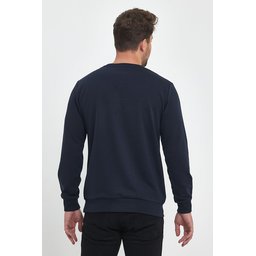 طقم سويتشيرت رجالي بقبة دائرية وتطريز، قصة عادية - أسود وفحمي Men's Black & Anthracite Crew Neck Embroidered Regular Fit Sweatshirt Set