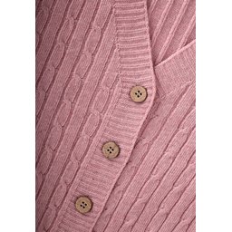 كارديجان تريكو بناتي بتصميم جديلة، وردي بودرة، 2-8 سنوات Girls' Cable Knit Cardigan, Powder Pink, Ages 2-8