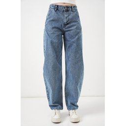 6689 بنطلون جينز باغي نسائي بخصر عالٍ - أزرق 6689 Women's High-Waist Baggy Jeans - Blue