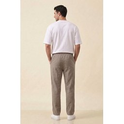 بنطلون رجالي مريح من الكتان 30118 - لون فيزون Men's Comfortable Linen Trousers 30118 - Vizon