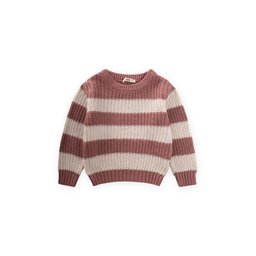 كنزة صوفية مخططة من سيلانيك للأطفال 2-8 سنوات - لون وردي مجفف Selanik Striped Knit Sweater for Kids 2-8 Years - Dried Rose