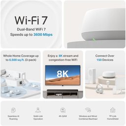 نظام TP-Link Deco BE22 BE3600 Mesh Wi-Fi 7 ثنائي النطاق – قطعة واحدة TP-Link Deco BE22 BE3600 Whole Home Mesh WiFi 7 System – 1-Pack