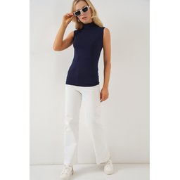 بودي نسائي بدون أكمام 4348 - كحلي Women's Sleeveless Bodysuit 4348 - Navy Blue
