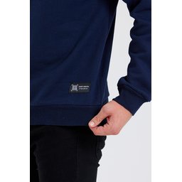سويتشيرت رجالي بياقة دائرية وتفاصيل ملصق، مبطن بالقطن - كحلي Men's Crew Neck Cotton Lined Sweatshirt with Label Detail - NAVY