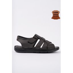 صندل Muggo Charles رجالي جلدي طبي مريح - بني Muggo Charles Men's Genuine Leather Orthopedic Comfort Sandals - Brown