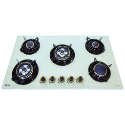 طباخ منضدي اينوكس 90 سم زجاجي بيج – 5 شعلات غاز INOX 90cm Beige Glass Gas Hob – 5 Burners