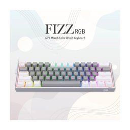 كيبورد ألعاب ميكانيكي سلكي مدمج 60% بتصميم رمادي وأبيض أنيق، كابل USB-C قابل للفصل، مفاتيح قابلة للتبديل السريع وإضاءة RGB دي Redragon K617 FIZZ Wired Mechanical Gaming Keyboard | Gray/White, 60% Compact, Hot-Swap Switches, USB-C, RGB