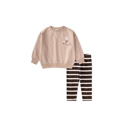 طقم تيشيرت وتايت موسمي للأطفال 1-7 سنوات - بيج Kids' Seasonal T-Shirt and Leggings Set 1-7 Years - Beige