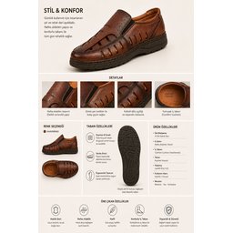 صندل MUGGO ROVERY رجالي يومي مريح بفتحات - توباكو MUGGO ROVERY Men's Casual Comfortable Perforated Sandals - Taba