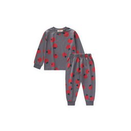 طقم بيجامة أطفال بنمط منقوش، قطن 100%، لون أنثراسيت (2-8 سنوات) Kids' Patterned Pajama Set, 100% Cotton, Anthracite (2-8 Years)