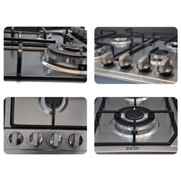 طباخ اينوكس منضدي 60 سم – 4 شعلات غاز INOX 60cm Built-in Gas Hob – 4 Burners