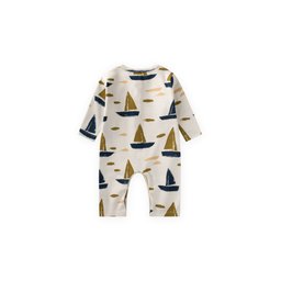 تولوم موسمي بنقشة للأطفال 0-2 سنوات - لون إيكرو Patterned Seasonal Baby Romper 0-2 Years - Ecru
