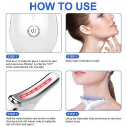 جهاز الهايفو لتدليك الرقبة والوجه بالضوء LED مع تقنية EMS والحرارة LED Light Therapy Neck & Face Massager – EMS, Heat & Vibration