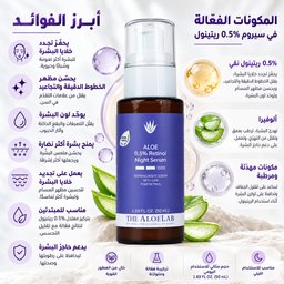 ذا ألو لاب سيروم الريتينول النقي 0.5% الليلي لمكافحة التجاعيد وتجديد البشرة The AloeLab 0.5% Pure Retinol Night Serum
