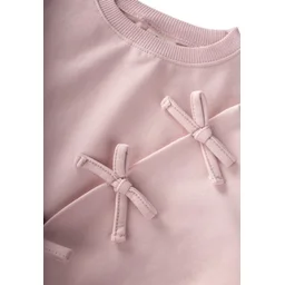 طقم سويت شيرت مبطن للأطفال 2-8 سنوات - وردي بودرة Kids' Brushed Sweatshirt Set 2-8 Years - Powder Pink