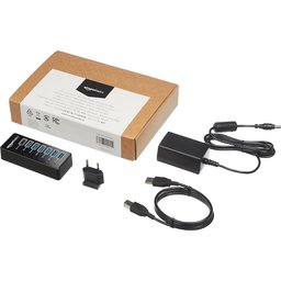 موزع منافذ أمازون بيسكس USB 3.1 بعدد 7 منافذ USB-A وسرعة نقل 5Gbps مع محول طاقة خارجي بقدرة 36 واط Amazon Basics USB-A 3.1 7-Port Powered USB Hub with 36W (12V/3A) Power Adapter – Black, EU