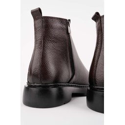 حذاء تشيلسي رجالي شتوي MUGGO DRAKO جلد طبيعي بسحاب مزدوج - بني MUGGO DRAKO Men's Genuine Leather Double Zipper Winter Chelsea Boots - Brown