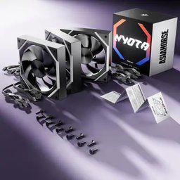 طقم مراوح آسيا هورس NYOTA ARGB عدد 3 قياس 120 ملم بتصميم الشفرات الأمامية – أسود ASIAHORSE NYOTA ARGB 120mm Fan 3-Pack Forward Black