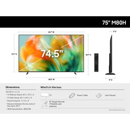 تلفزيون سامسونج Samsung بشاشة 75 بوصة بدقة 4K Ultra HD بتردد 144 Hz تلفاز ذكي Tizen Mini-LED – أسود Samsung M80H Television - 75 Inch - 4K Ultra HD - 144 Hz - Smart Tizen TV - Mini-LED - Black