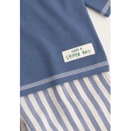 طقم بنطلون بقصة واسعة للأطفال 2-10 سنوات - نيلي مخطط سميك Kids' Wide-Leg Pants Set 2-10 Years - Indigo Thick Striped