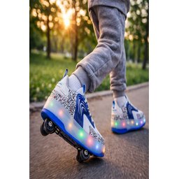 حذاء رياضي Muggo FLOW للأطفال بعجلات وإضاءة - أزرق Muggo FLOW Kids' Light-Up Roller Sneaker Sports Shoes - Blue