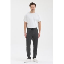 بنطال رياضي رجالي جوغر أنثراسيت بجيوب بسحاب وخصر مطاطي وقصة مستقيمة Men's Anthracite Jogger Sweatpants with Zipper Pockets, Elastic Waist, and Straight Leg