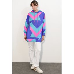 فستان سويت شيرت اوفر سايز 4125 - أزرق ملكي 4125 Oversize Sweatshirt Dress - Royal Blue