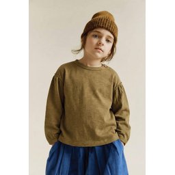 تي شيرت أطفال بأكمام طويلة بتصميم ريفي مصقول - OLIVE Brushed Rustic Long Sleeve T-Shirt for Kids 1-7 Years - OLIVE