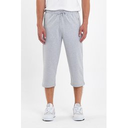 شورت برمودا رجالي رمادي طويل بجيوب وسحاب وخصر مطاطي قابل للتعديل Men's Grey Bermuda Long Shorts with Zipper Pockets and Adjustable Elastic Waist