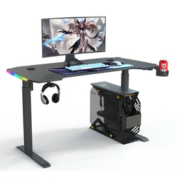 مكتب ألعاب قياس 120 سم بإضاءة RGB LED وسطح من ألياف الكربون مقاوم للخدوش 120cm RGB LED Lighting Gaming Table and Scratch Resistant Carbon Fiber Surface