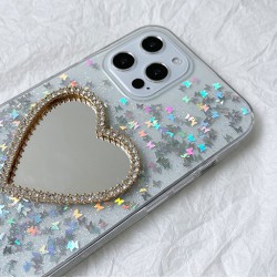كفر لاجهزة ايفون Glitter iPhone Case with Makeup Heart Mirror