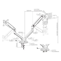 ستاند حامل شاشة ( 2 شاشة) Elemental Gaming Monitor Arm For Dual Monitors With Rgb Lighting LDT63-C024GL