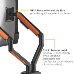 ستاند حامل شاشة ( 2 شاشة) Elemental Gaming Monitor Arm For Dual Monitors With Rgb Lighting LDT63-C024GL