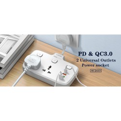 سيار كهربائي 2 منفذ 2 AC Outlets Portable Electrical Extension Socket SC2413