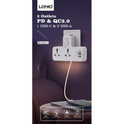 تقسيم كهربائي 2 منفذ SC2311 20W 3-Port USB Charger Extension Power Strip