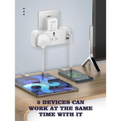 تقسيم كهربائي 2 منفذ SC2311 20W 3-Port USB Charger Extension Power Strip
