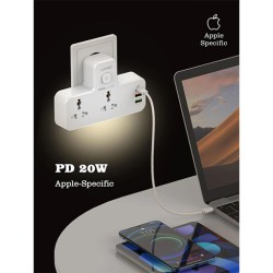 تقسيم كهربائي 2 منفذ SC2311 20W 3-Port USB Charger Extension Power Strip