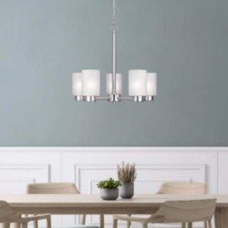 انارة سقفية 5 Lt Chandelier BN with Frosted Seeded Glass