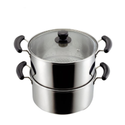 قدر بخار مع غطاء Stainless Steel Steamer with Glass Lid 28cm