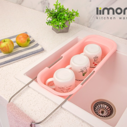 مصفاة بلاستيك لتجفيف الأكواب Sliding Sink Dish Drainer