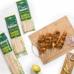 أسياخ خيزران للشواء 100 قطعة _ 12 انج Premium Bamboo Skewers 100 Pcs _ 12 Inch