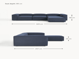 أريكة زاوية لينون 4 مقاعد مع مسند قدم Lennon 4 Seater Corner Sofa with Footstool