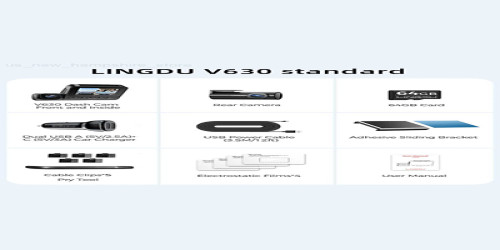 كاميرا سيارة V630 ثلاثية القنوات بدقة 4K مع بطاقة TF سعة 64 جيجابايت Dashcam V630 3 channal 4K with 64GB TF card