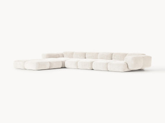 أريكة تايلا المريحة والمجعّدة ذات الأربعة مقاعد مع مسند قدم Comfortable and curly Tayla four-seater sofa with footstool