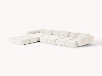 أريكة تايلا المريحة والمجعّدة ذات الأربعة مقاعد مع مسند قدم Comfortable and curly Tayla four-seater sofa with footstool