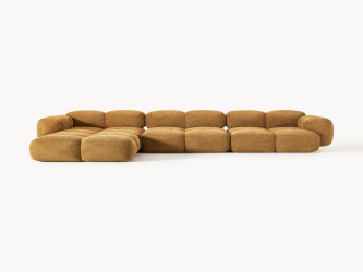 أريكة تايلا المريحة والمجعّدة ذات الأربعة مقاعد مع مسند قدم Comfortable and curly Tayla four-seater sofa with footstool