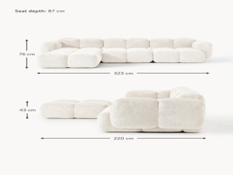 أريكة تايلا المريحة والمجعّدة ذات الأربعة مقاعد مع مسند قدم Comfortable and curly Tayla four-seater sofa with footstool